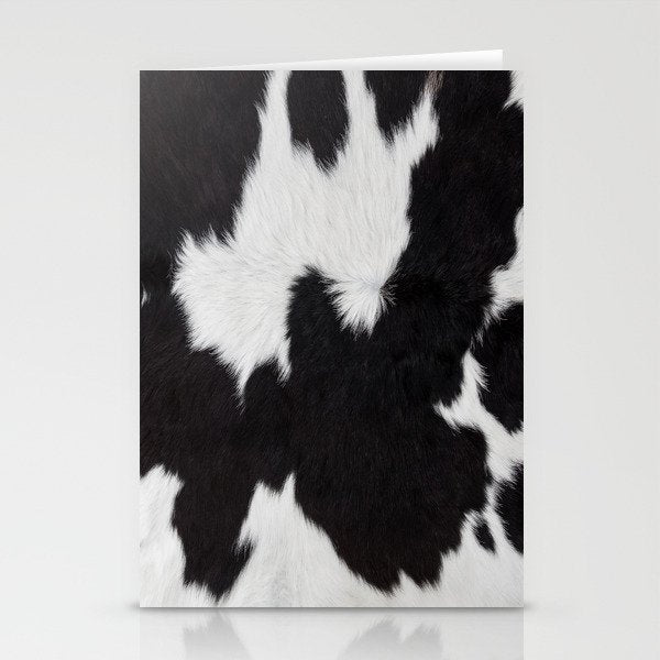 Black Cowhide, Cow Skin Print Pattern, Modern Cowhide Faux Leather Stationery Card Gallery Image 2