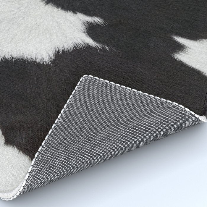 Black Cowhide, Cow Skin Print Pattern, Modern Cowhide Faux Leather Rug Gallery Image 4