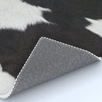 Black Cowhide, Cow Skin Print Pattern, Modern Cowhide Faux Leather Rug Gallery Image 4