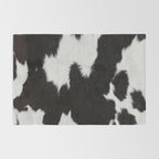 Black Cowhide, Cow Skin Print Pattern, Modern Cowhide Faux Leather Rug Gallery Image 2
