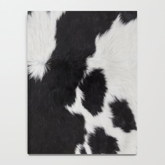 Black Cowhide, Cow Skin Print Pattern, Modern Cowhide Faux Leather Notebook Gallery Image 4