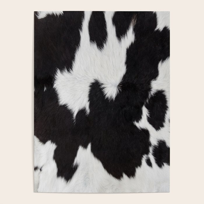 Black Cowhide, Cow Skin Print Pattern, Modern Cowhide Faux Leather Poster Gallery Image 4