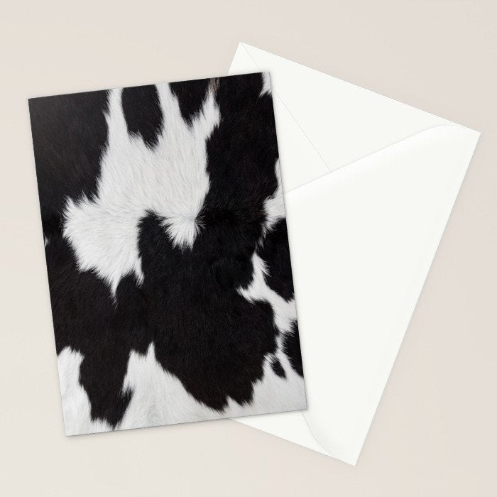 Black Cowhide, Cow Skin Print Pattern, Modern Cowhide Faux Leather Stationery Card Gallery Image 2