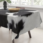 Black Cowhide, Cow Skin Print Pattern, Modern Cowhide Faux Leather Tablecloth Gallery Image 3