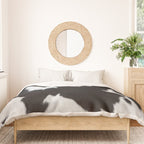 Black Cowhide, Cow Skin Print Pattern, Modern Cowhide Faux Leather Duvet Cover Gallery Image 3