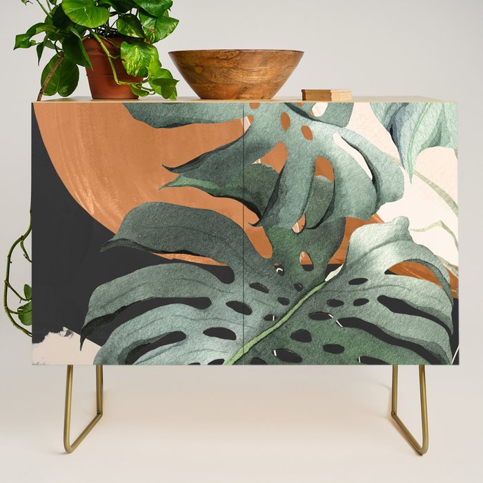 Abstract Art Tropical Leaves 162 Credenza Gallery Image 1