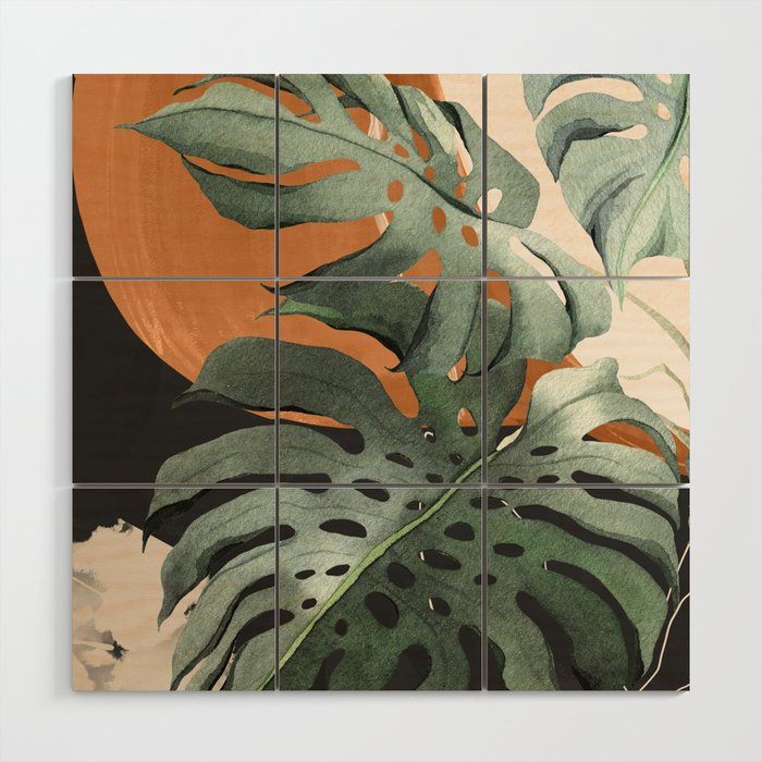 Abstract Art Tropical Leaves 162 Wood Wall Art Gallery Image 1