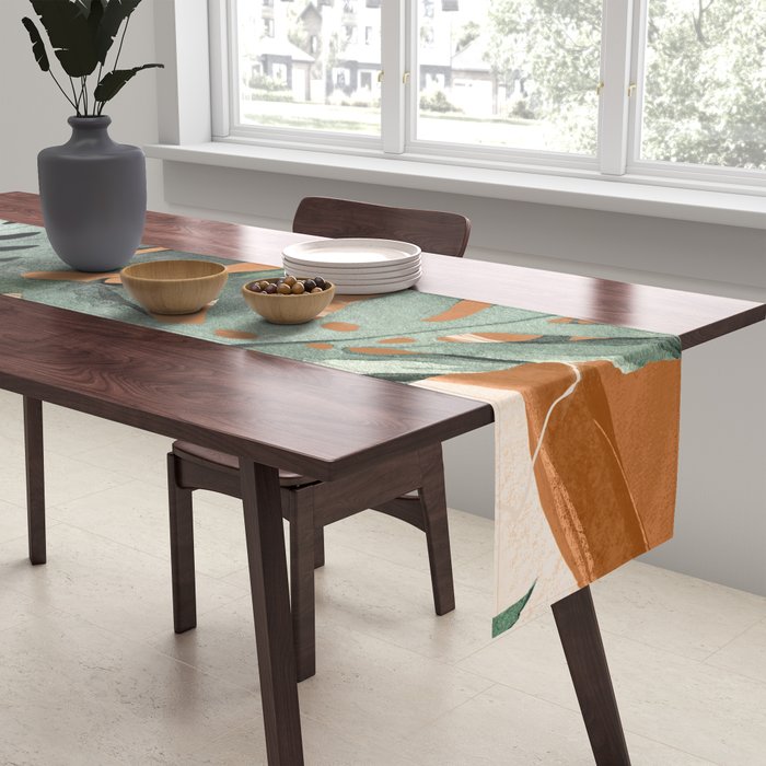Abstract Art Tropical Leaves 162 Table Runner Gallery Image 2
