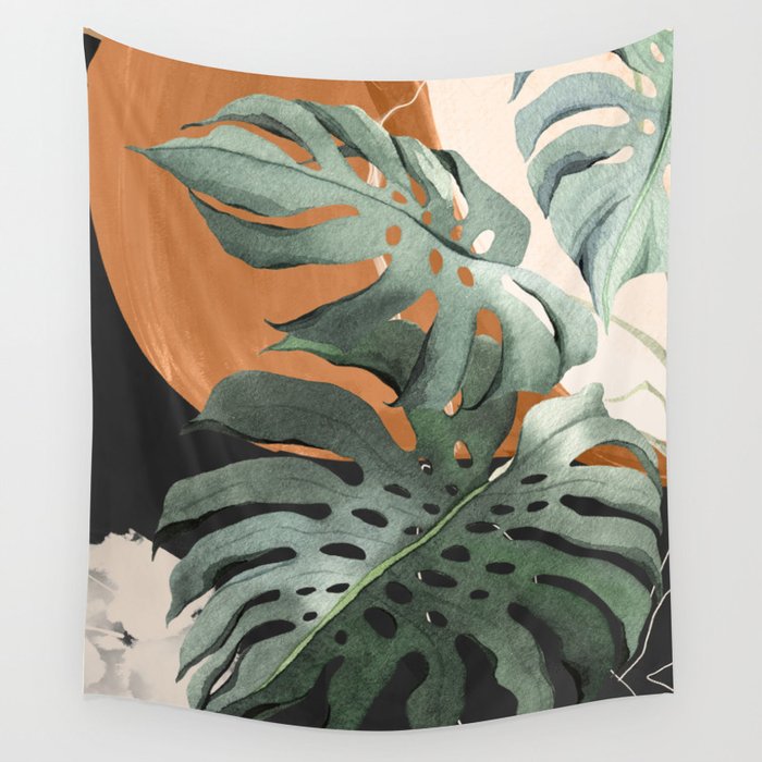 Abstract Art Tropical Leaves 162 Wall Tapestry Gallery Image 1