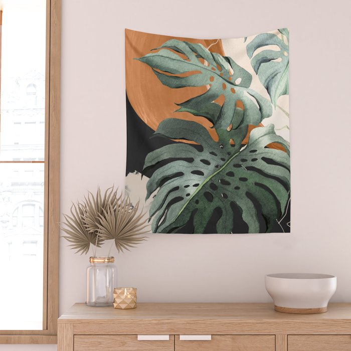 Abstract Art Tropical Leaves 162 Wall Tapestry Gallery Image 2
