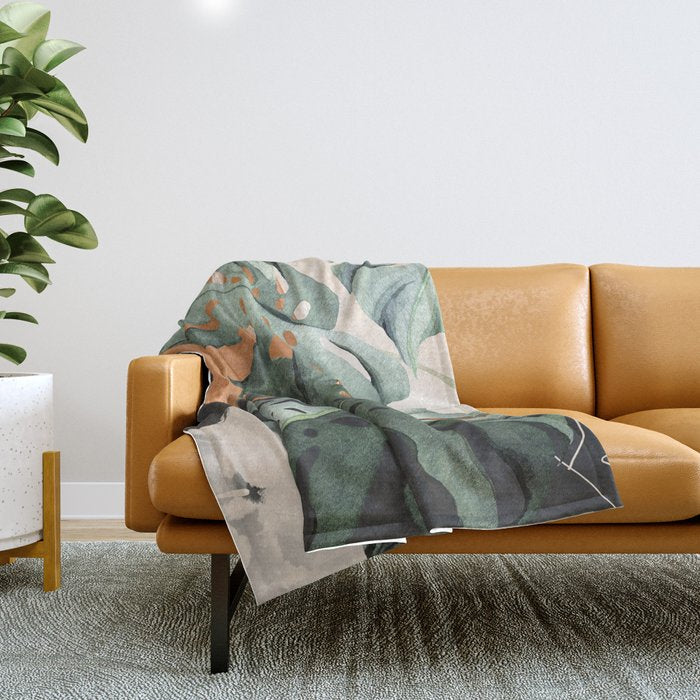 Abstract Art Tropical Leaves 162 Throw Blanket Gallery Image 1