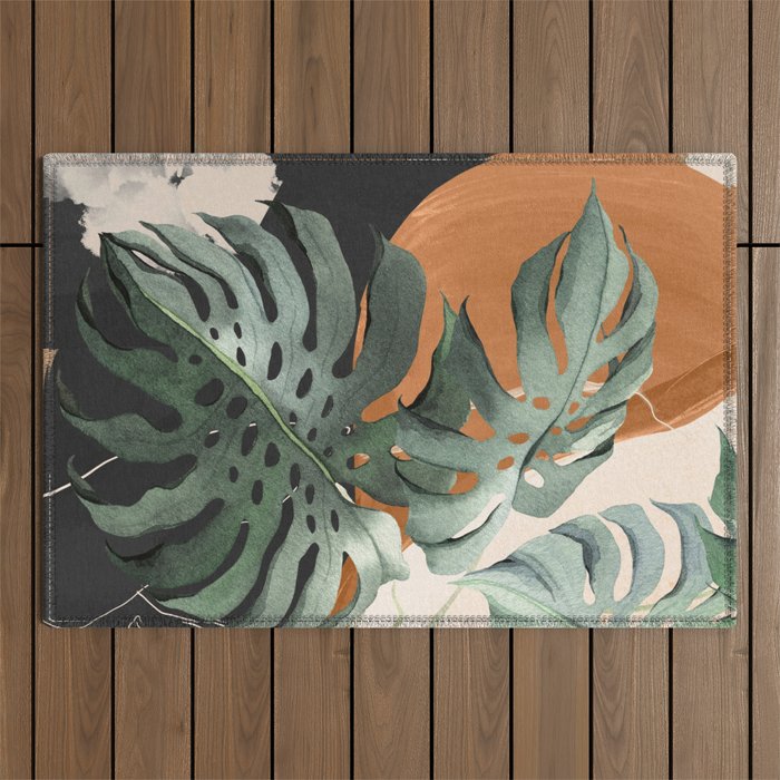 Abstract Art Tropical Leaves 162 Outdoor Rug Gallery Image 1