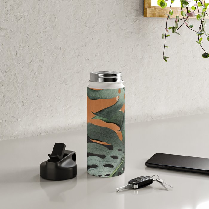 Abstract Art Tropical Leaves 162 Water Bottle Gallery Image 4