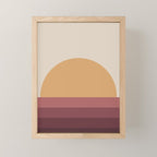 Minimal Retro Sunset Sunrise - Burgundy Ruby Red Mini Art Print Gallery Image 1