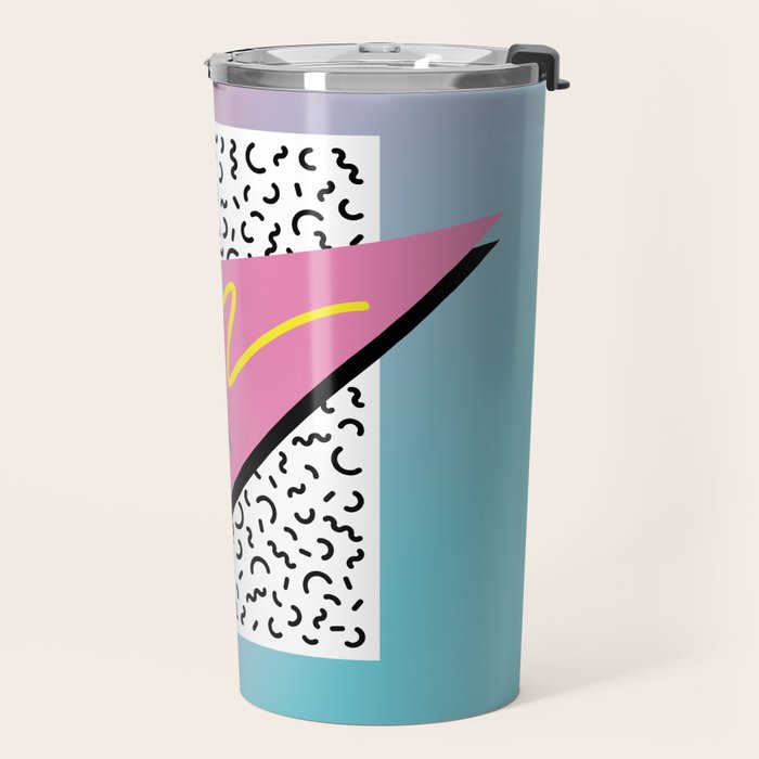 Memphis pattern 91 - 80s / 90s Retro Travel Mug Gallery Image 2