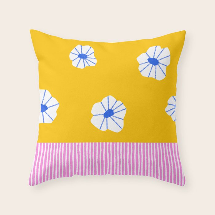 Scattered Flowers and Stripes Throw Pillow Gallery Image 6