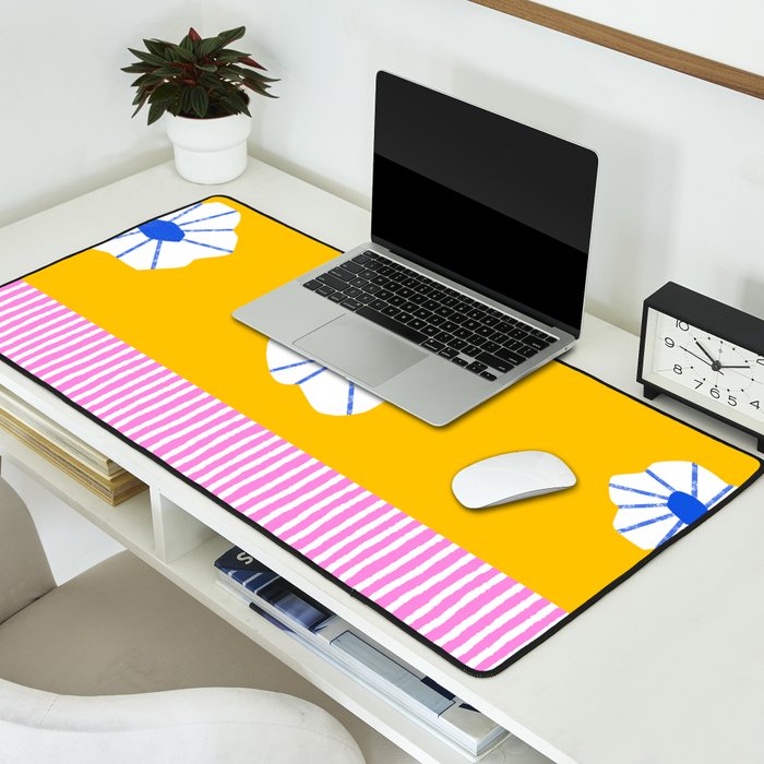 Scattered Flowers and Stripes Desk Mat Gallery Image 2
