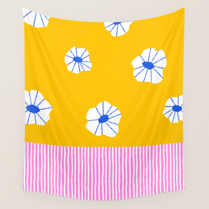Scattered Flowers and Stripes Wall Tapestry Gallery Image 4