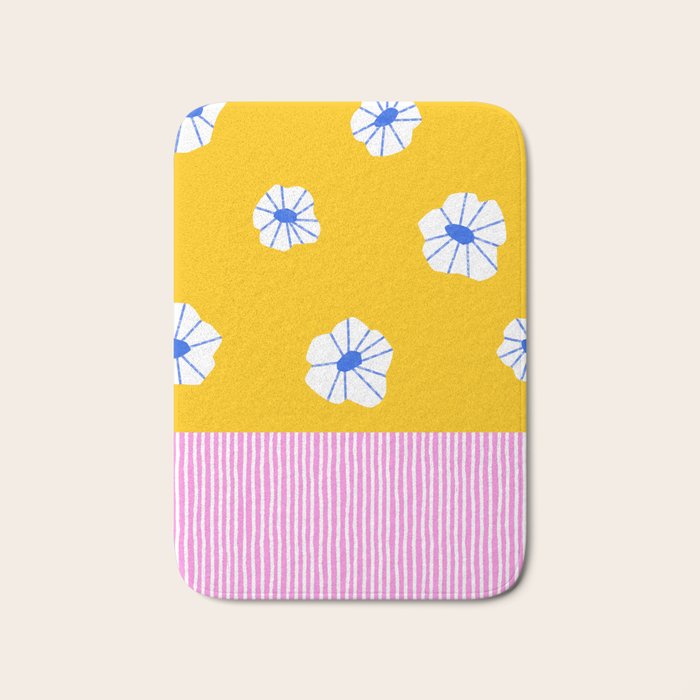 Scattered Flowers and Stripes Bath Mat Gallery Image 1