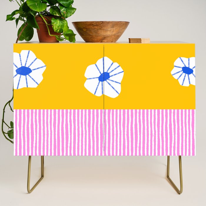 Scattered Flowers and Stripes Credenza Gallery Image 1