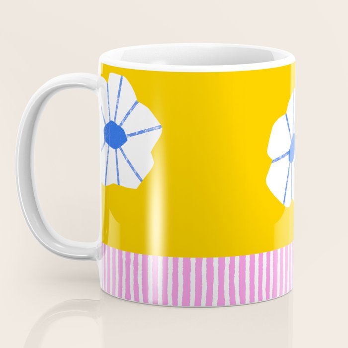 Scattered Flowers and Stripes Coffee Mug Gallery Image 3