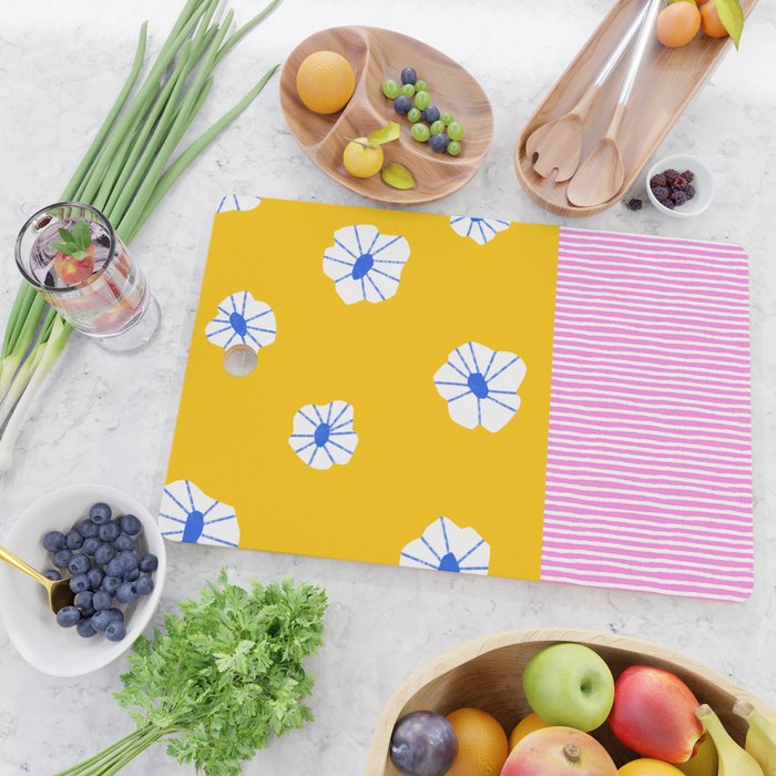 Scattered Flowers and Stripes Cutting Board Gallery Image 2