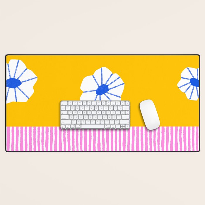 Scattered Flowers and Stripes Desk Mat Gallery Image 1
