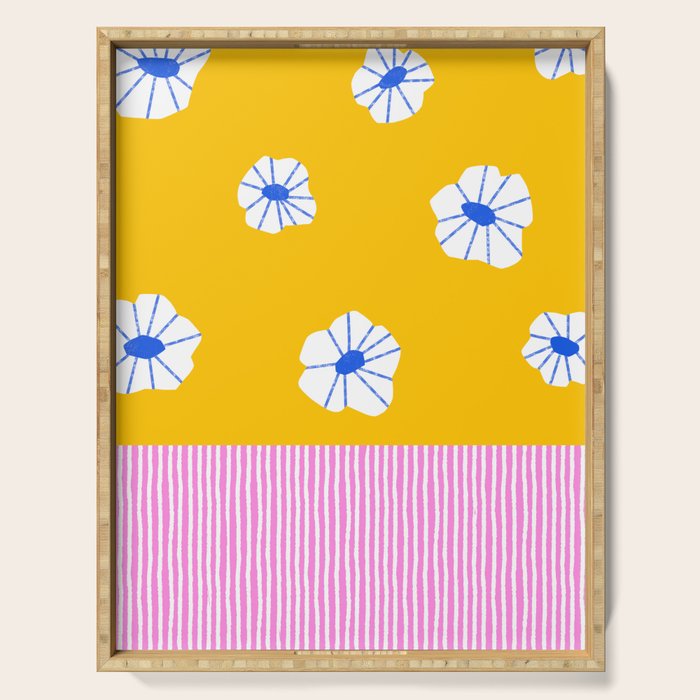 Scattered Flowers and Stripes Serving Tray Gallery Image 1