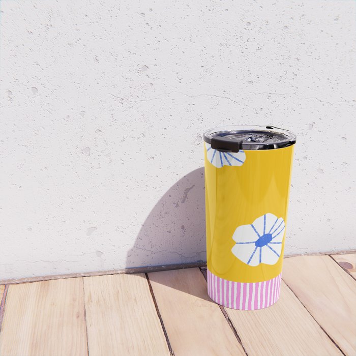 Scattered Flowers and Stripes Travel Mug Gallery Image 4