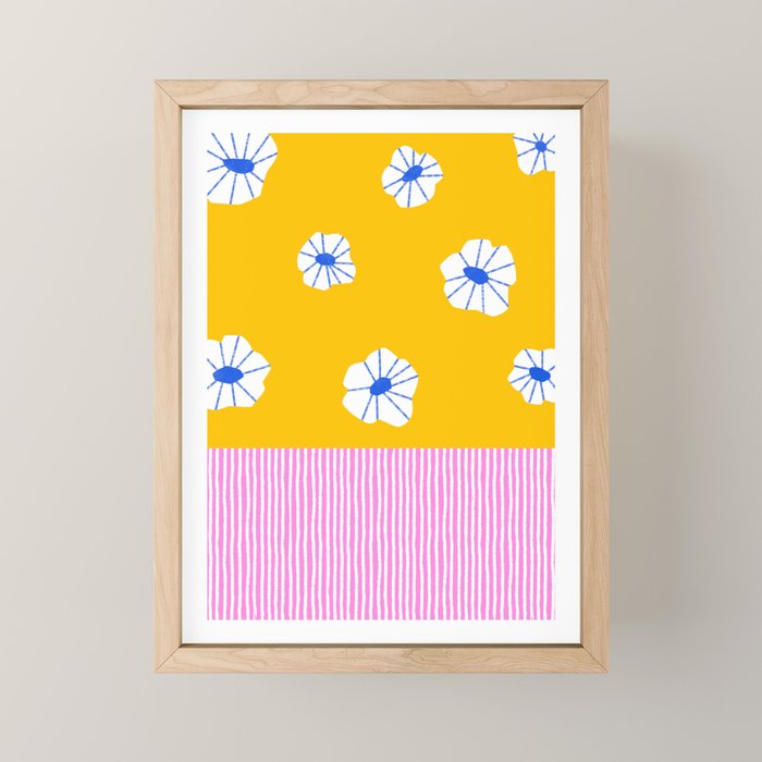 Scattered Flowers and Stripes Mini Art Print Gallery Image 1