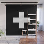 Swiss Cross Black and White Scandinavian Design for minimalism home room wall decor art apartment Wall Mural Gallery Image 1