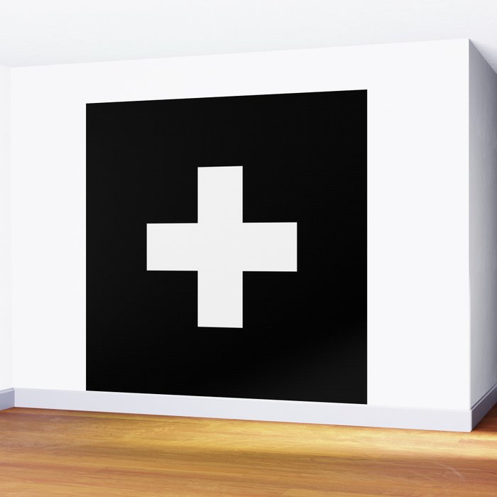 Swiss Cross Black and White Scandinavian Design for minimalism home room wall decor art apartment Wall Mural Gallery Image 2