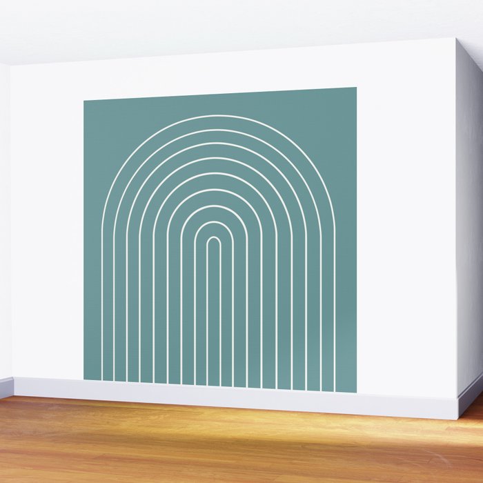 Minimal Arch XXIV Beachy Teal Modern Geometric Lines Wall Mural Gallery Image 2