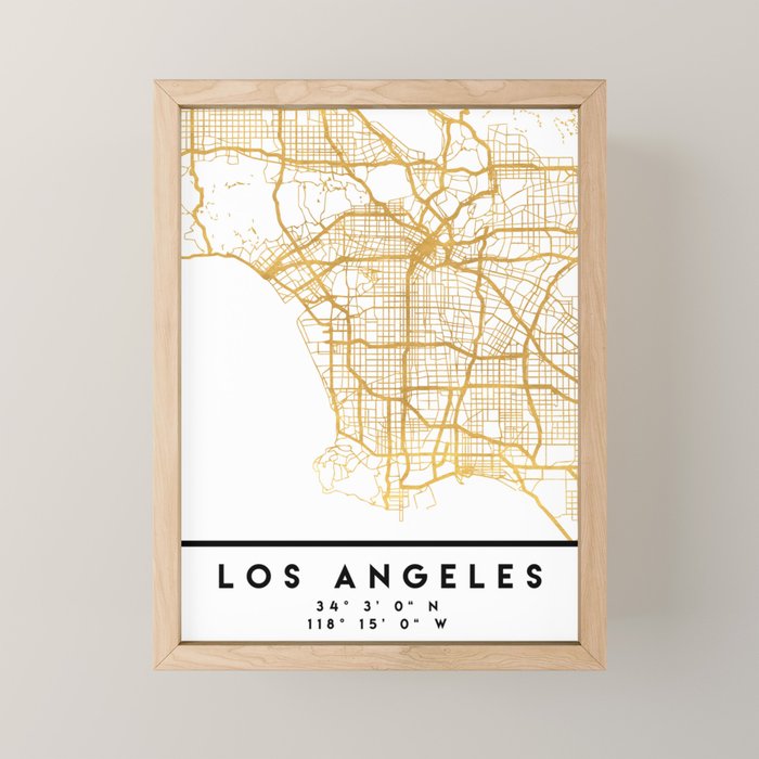 LOS ANGELES CALIFORNIA CITY STREET MAP ART Mini Art Print Gallery Image 1