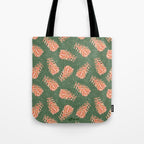 Dancing Pinecones in Sage Green & Red Tote Bag Gallery Image 1