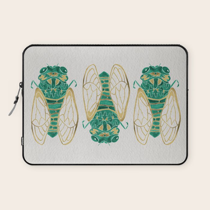 Cicada - Green & Gold Laptop Sleeve Gallery Image 1