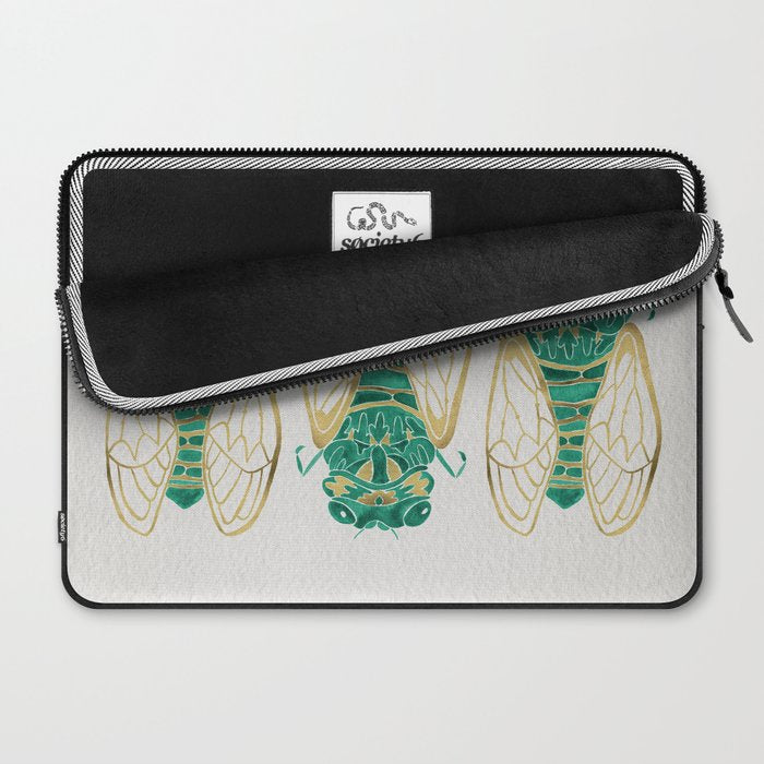 Cicada - Green & Gold Laptop Sleeve Gallery Image 2