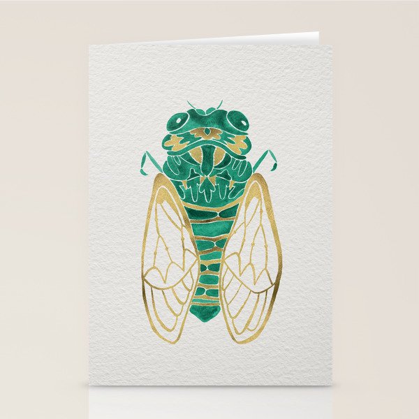 Cicada - Green & Gold Stationery Card Gallery Image 1
