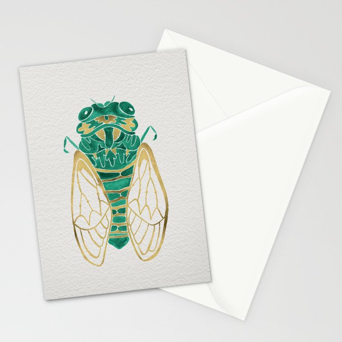 Cicada - Green & Gold Stationery Card Gallery Image 2