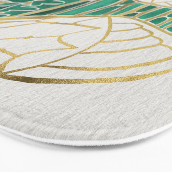 Cicada - Green & Gold Bath Mat Gallery Image 3