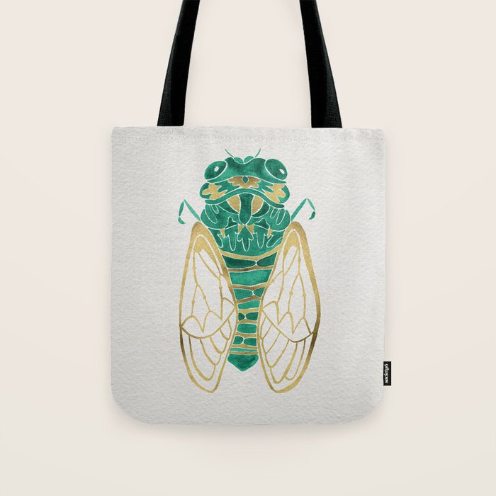 Cicada - Green & Gold Tote Bag Gallery Image 1