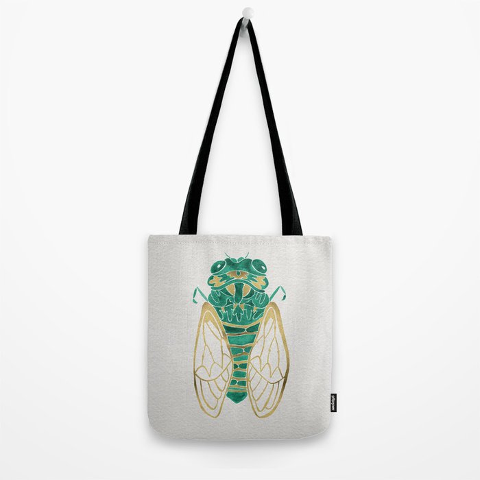 Cicada - Green & Gold Tote Bag Gallery Image 2