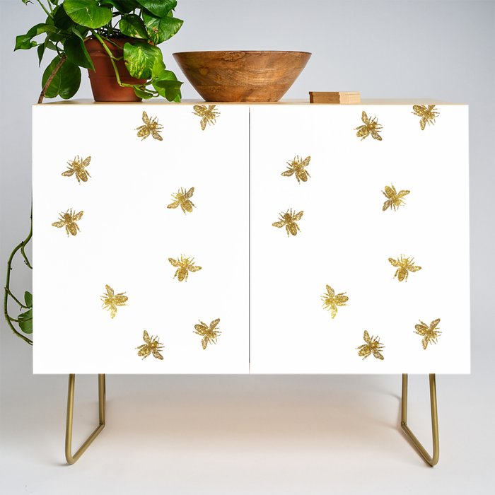 Gold Glitter Bees Pattern Credenza Gallery Image 1