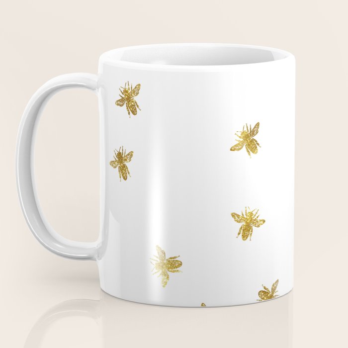 Gold Glitter Bees Pattern Coffee Mug Gallery Image 3
