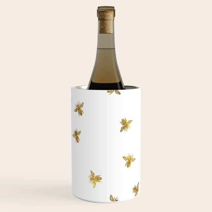 Gold Glitter Bees Pattern Wine Chiller Gallery Image 3