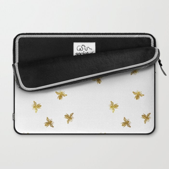 Gold Glitter Bees Pattern Laptop Sleeve Gallery Image 2