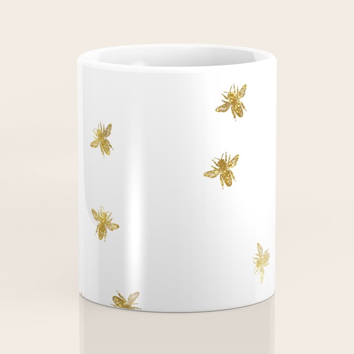 Gold Glitter Bees Pattern Coffee Mug Gallery Image 4