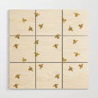 Gold Glitter Bees Pattern Wood Wall Art Gallery Image 1