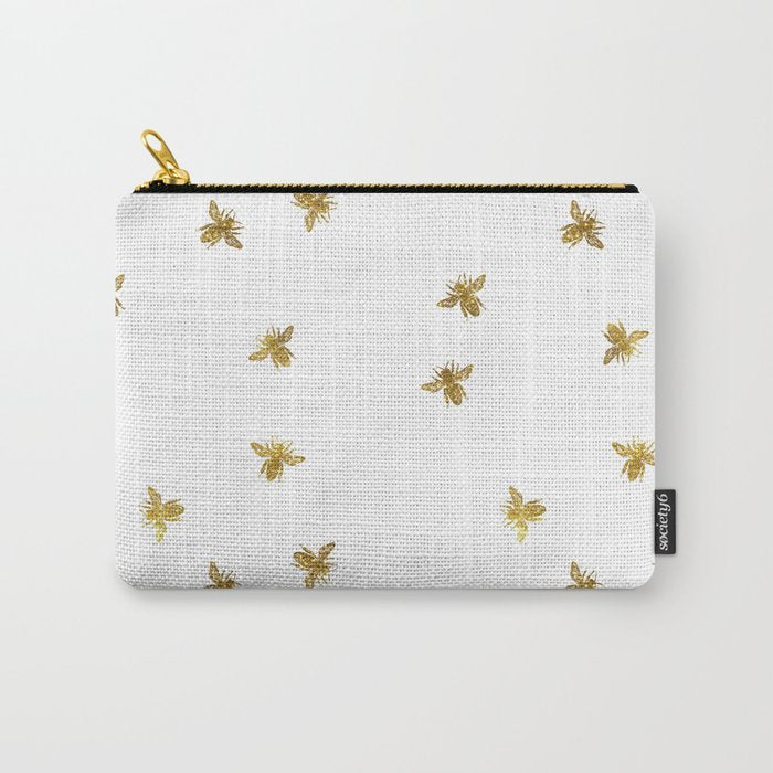 Gold Glitter Bees Pattern Carry All Pouch Gallery Image 1