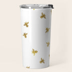 Gold Glitter Bees Pattern Travel Mug Gallery Image 2